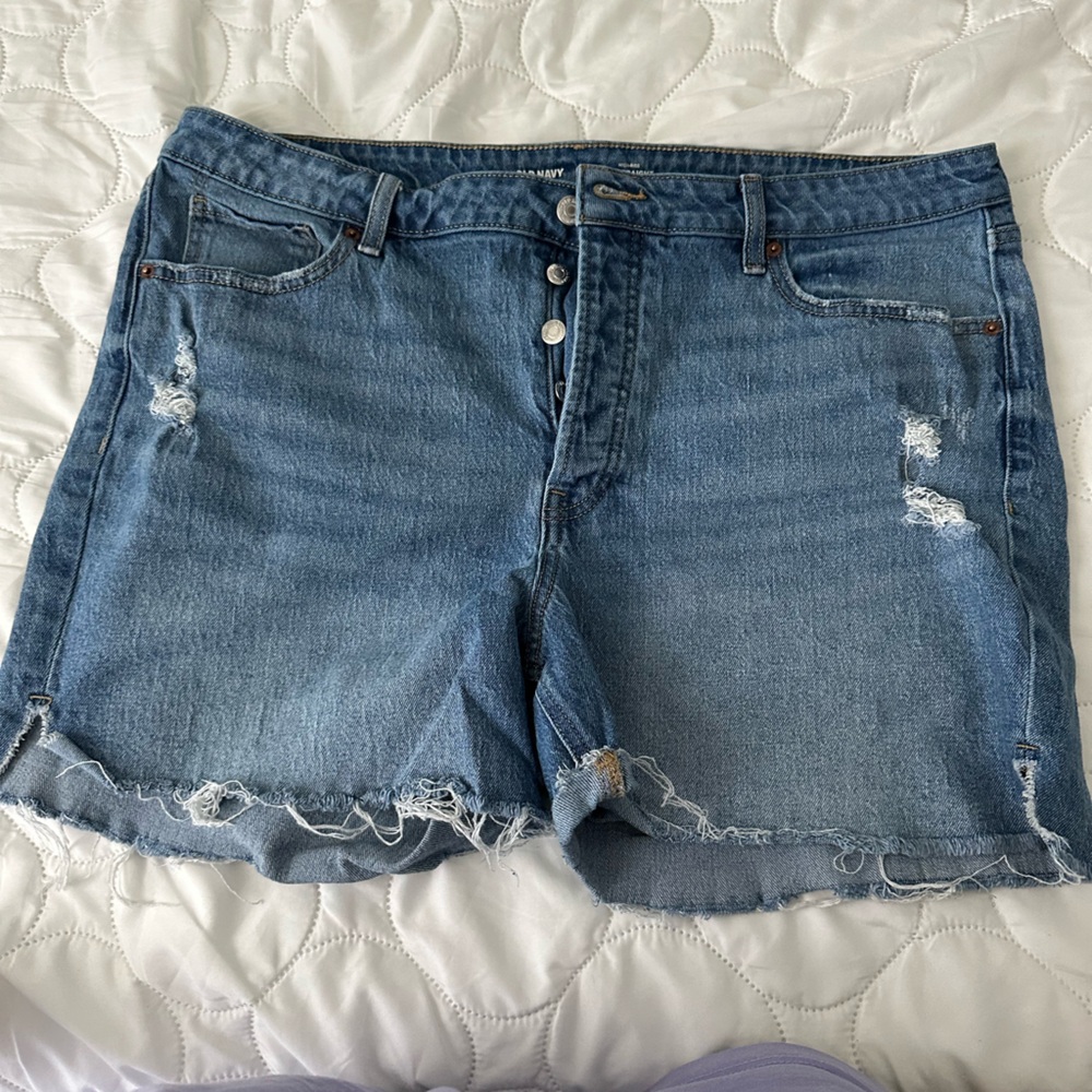 Distressed Blue Denim Shorts